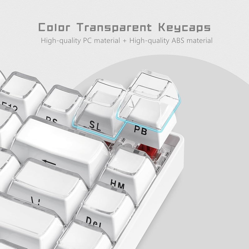 Womier Keycaps - Jelly Keycaps White 60 65 75 100 Percent, Side Printed Elegant Crystal Key caps, Custom 113 Keys OEM Profile for 61/68/84/87/98/100 Cherry Gateron MX Mechanical, White - Image 2
